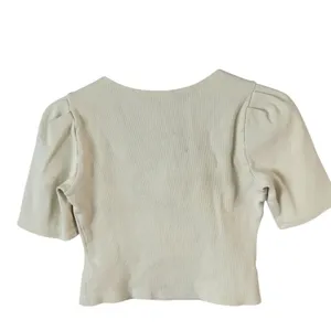 Derek Lam Rent The Runway Cream Puff Sleeve Ribbed Square Neck Crop Top Sz Small thumbnail 2