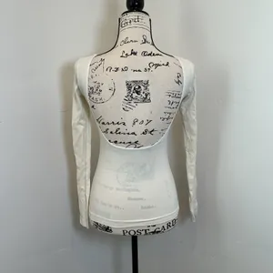 Intimately Free People Open Back Long Sleeve Top Cream Ivory XS/S Backless Slim thumbnail 3