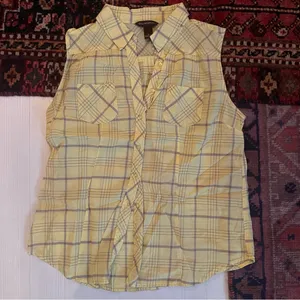 Bit & Bridle Yellow plaid sleeveless shirt thumbnail 2