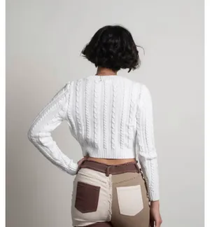 Jessenia Cable Knit Crop Sweater thumbnail 2