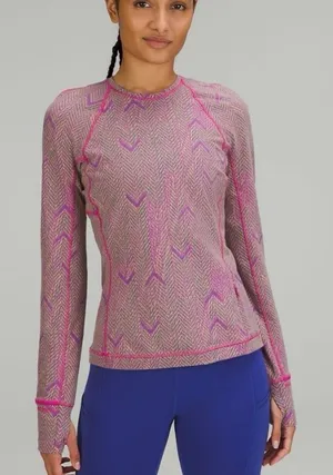 Lululemon Swiftly Tech Long Sleeve 2.0 Chevron Herringbone Magenta Purple Size 2 thumbnail 1