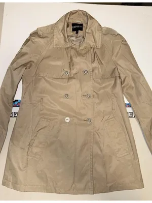 Size Large Women’s Express Trench Coat Beige Khaki Color Jacket thumbnail 4