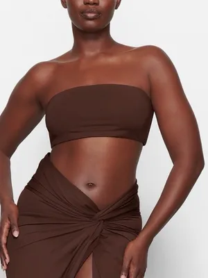 SKIMS 2Pc SET Bandeau Bikini Top & Cheeky Tanga Bottom Cocoa Brown Size XL thumbnail 5