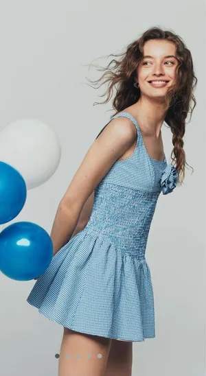 Maeve Smocked Rosette Drop-Waist Mini Dress-NWT thumbnail 1