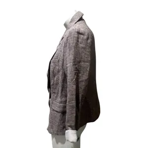 Free People Blazer Womens Size M Brown Plaid Single Button Notched Lapel thumbnail 6