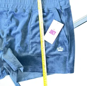 NWT Juicy Couture Women's Black Velour Shorts - Size Large 🖤✨ thumbnail 7