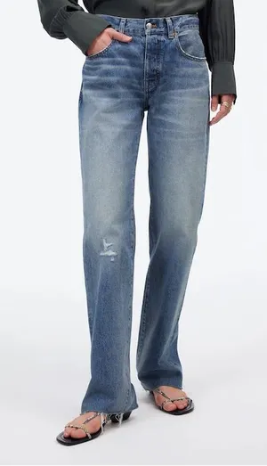 NWT Madewell The Dean Easy Straight Jean Petite Monessen Wash Rigid Size 27 P thumbnail 1