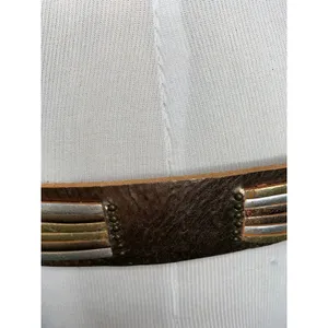 Fossil Gold Silver Wide Leather Belt Sz Medium thumbnail 5