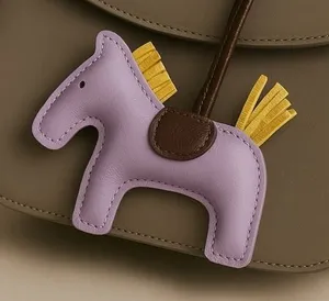 Lavender Faux Leather Horse pony‎ Bag Charm Keychain Accessory New thumbnail 1