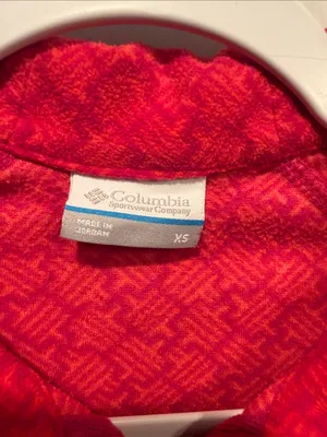 Columbia xs Women's Red Quarter-Zip Pullover Sweatshirt fleece logo geometric thumbnail 2