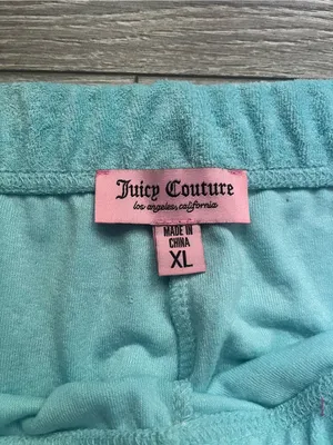 NEW Juicy Couture Blue Turquoise Terrycloth Rhinestone Y2K Joggers Size XL Retro thumbnail 2