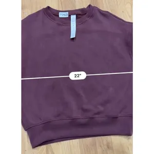 Women's Modal Crew Neck Long Sleeve Cropped Sweatshirt Maroon L New thumbnail 3