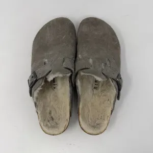 Birkenstock Boston Shearling Clogs Stone Coin Gray Suede Women Size 38 thumbnail 3