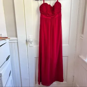 Phoebe Couture Silk Ruched Sweetheart Halter Maxi Dress Red Raspberry Size 6 thumbnail 6
