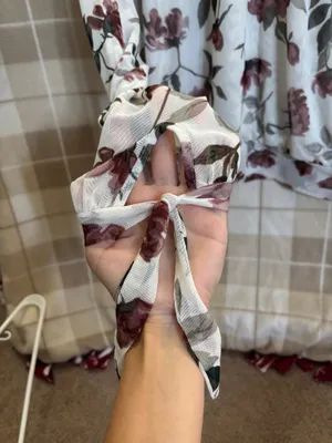 Buckle Black Floral Blouse with Burgundy and Green Accents thumbnail 2