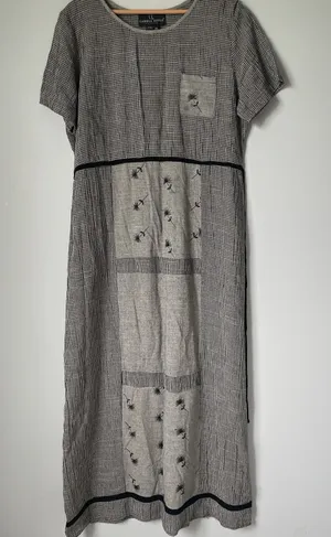 Carole Little Vintage Maxi Dress Gingham Embroidered Cottagecore Cotton Size 14 thumbnail 1