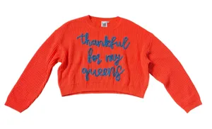 Queen of Sparkles Thankful for my Queens Orange Sweater thumbnail 1