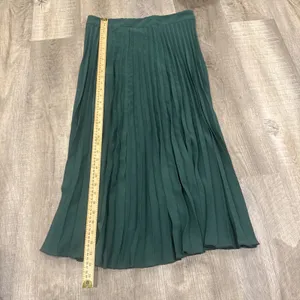SHEIN Womens Pleated Skirt Green Large No Stretch Zipper Closure XL see Measure thumbnail 4