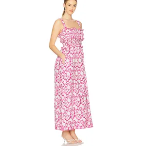 Saylor Denise Tiered Pink Floral Maxi Womens Dress Small thumbnail 2