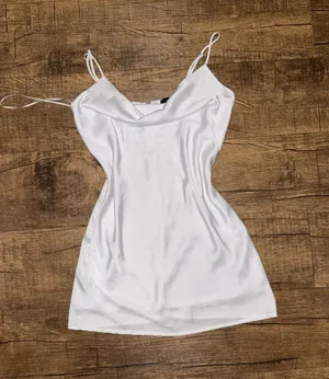 PacSun Kendall & Kylie White Satin Cowl Neck Silky Slip Mini Dress Size S thumbnail 2