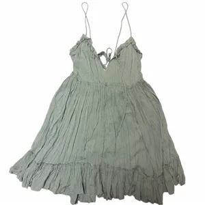 LOVESTITCH Sage Swiss Dot Ruffle Mini Dress Boho Coastal Vibe NWT Size Small thumbnail 5