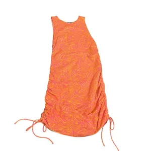 Motel‎ Rocks Pink Orange Psychedelic Swirl Ruched Side Mini Dress Small Zebra thumbnail 2