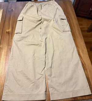 Old Navy Womens High Rise Pull On Wide Leg Cargo Pant Teakwood Khaki Size Small thumbnail 3
