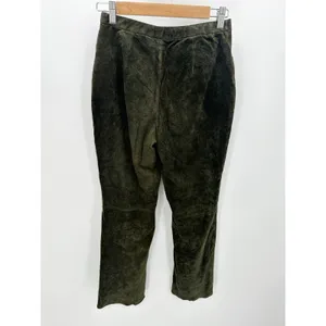 Caslon Womens Green Suede Leather Pants High Waisted Straight Leg Size‎ 4 thumbnail 2
