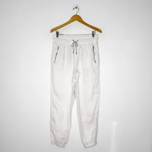 Athleta Cabo Linen Jogger Travel Pants Cream Leopard Size 12 thumbnail 3