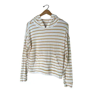 American Eagle Yellow White Striped Soft 6‎ for $36 Sexy Plush Hoodie Top thumbnail 5