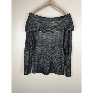 Anthropologie Dolan Striped Cowl Neck Top Black White Long Sleeve Pullover M thumbnail 2
