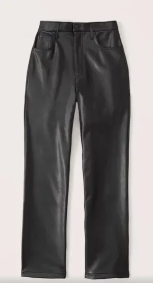Abercrombie & Fitch Curve Love Black Straight Leg Leather Pants thumbnail 1