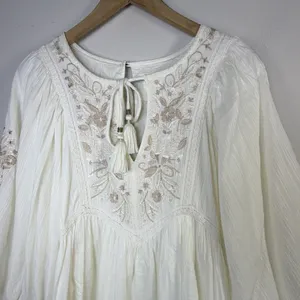 Anthropologie Viveka Embroidered Lace Mini Dress Medium goddess bohemian fairy thumbnail 6