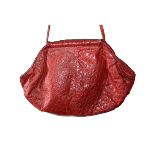 Vintage Shoulder Bag Women OS Red Good Faux Crocodile Embossed Slouch Hobo Retro thumbnail 8