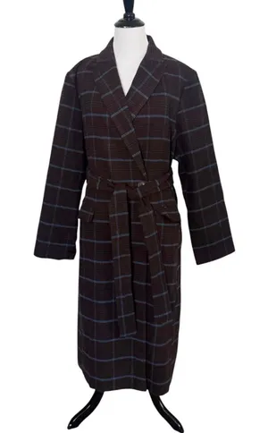A New Day Plaid Wool Blend Long Belted Coat Size Medium thumbnail 1