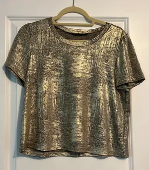 Honey Punch Pale Gold Short Sleeve Top thumbnail 2