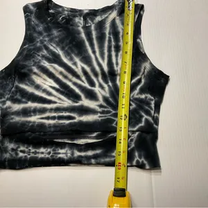 Lululemon LA Front Cut-Out Crop Top Black White Tie Dye Sz S thumbnail 6