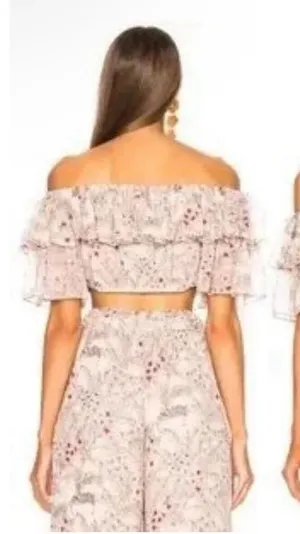 ALEXIS Adona Floral Off Shoulder Crop Top Size‎ Small Misty Rose Msrp $330 thumbnail 1
