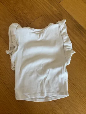 Zara Cream Ruffled Sleeve Ribbed Tank Top Womens Size Small thumbnail 3