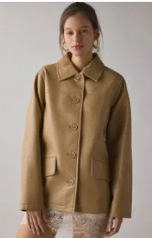 Urban Outfitters Sydney Oversized Dad Jacket Gold Tan 90s Phoebe Buffay Small thumbnail 1