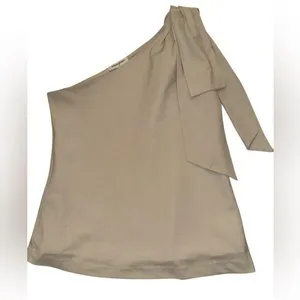 🌼Banana Republic Tan Wrap Blouse Asymmetrical Work thumbnail 1