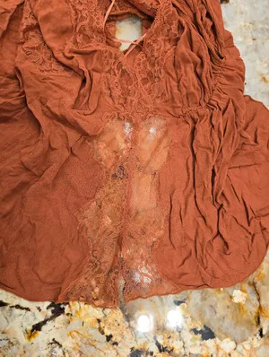 Free People cinnamon-colored romper with lace M thumbnail 7