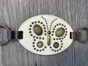vintage Caché leather ring-linked studded and jeweled belt thumbnail 4