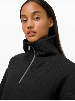 Lululemon textured 1/2 zip‎ pullover black XS/S thumbnail 13