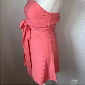 Revolve By‎ the Way. Jenny Tube Front Tie Textured Coral Mini Dress small thumbnail 4