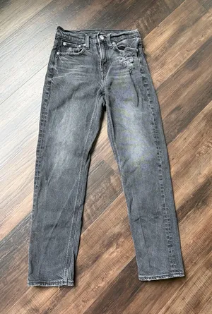 American Eagle Outfitters Women's Black Washed Straight-Leg Jeans thumbnail 1