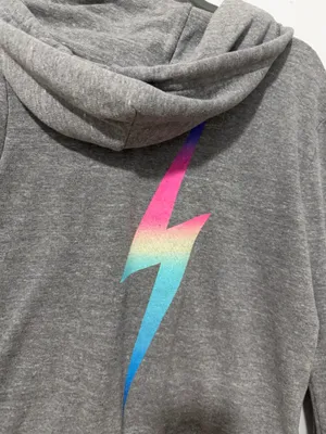Aviator Nation Hoodie Zip-Up Grey Bolt Light Rainbow thumbnail 5