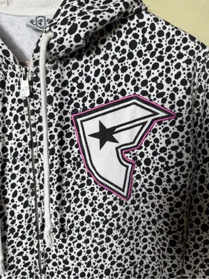 Famous Stars & Straps Dalmatian Animal Print Zip Hoodie Y2K Emo Large thumbnail 6