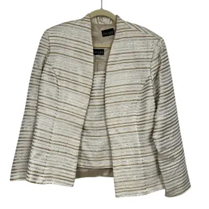 Xscape Gold Striped Blazer Jacket With Shell Womens 14 Set Formal Dressy thumbnail 1