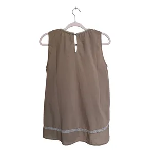 Umgee USA Taupe Brown Floral Lace Crochet Sleeveless Blouse Top Size Large‎ thumbnail 6